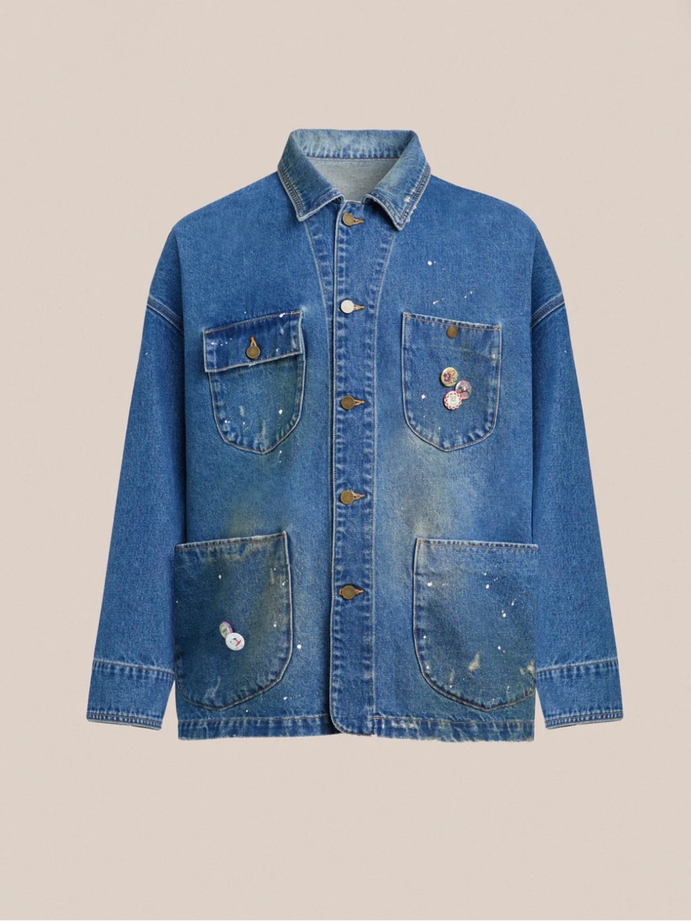 Found Blue Denim Button-Up Jacket with Patch Pockets - Picture 2 of 6
